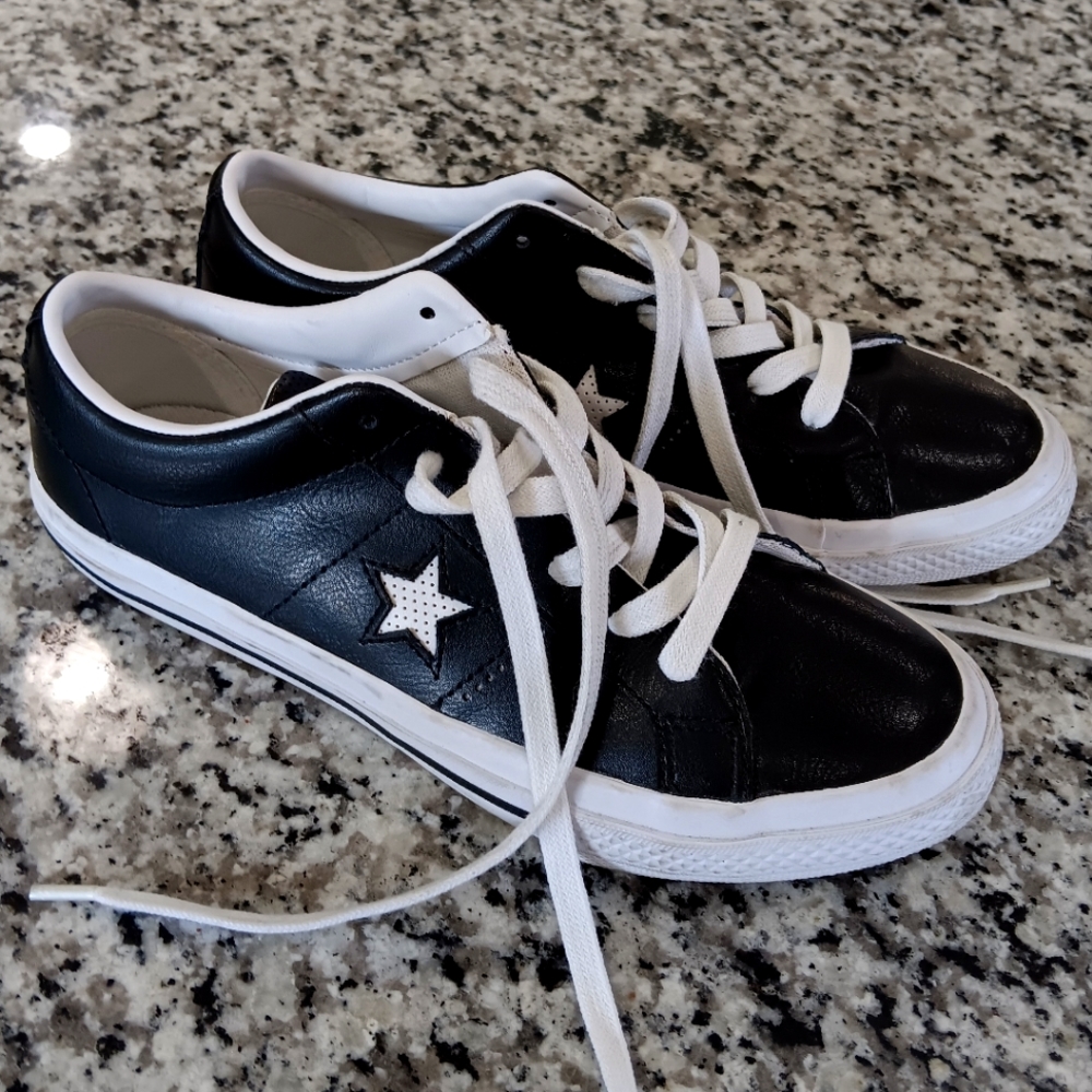 Converse all star black leather sneakers